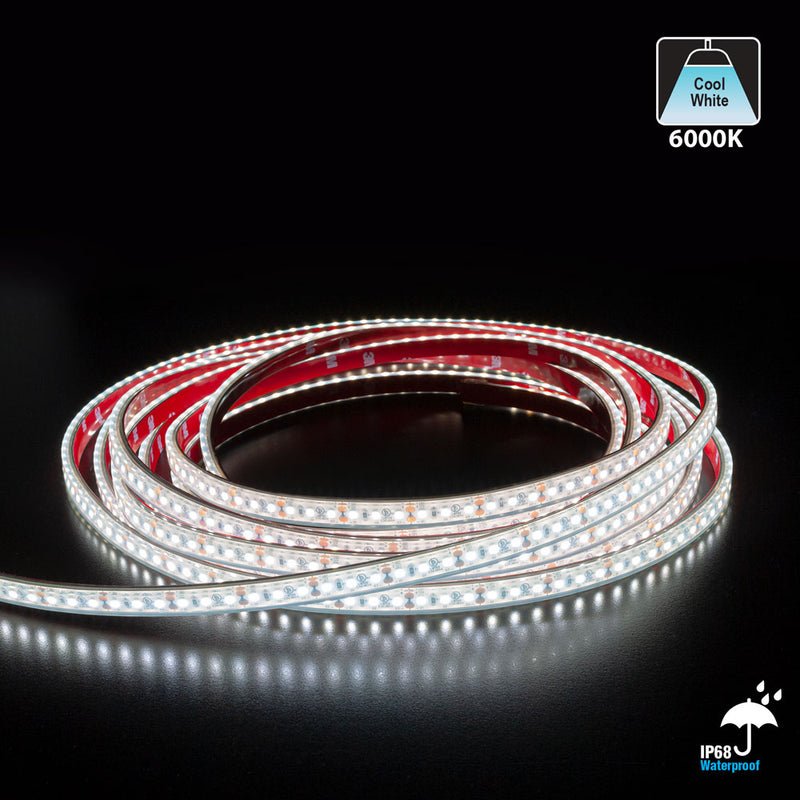 10M(32.8ft) Waterproof LED Strip 3528, 12V 3(w/ft) 252(Lm/ft) 6K(Cool White) - ledlightsandparts