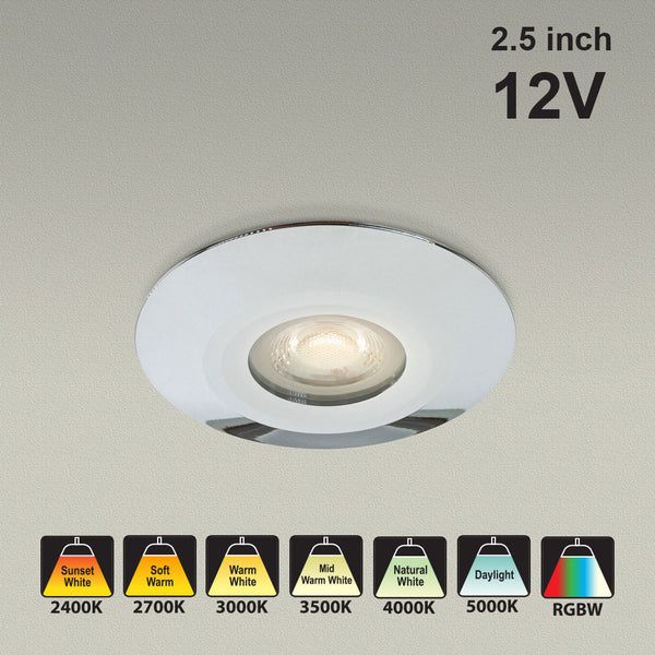 VBD-MTR-14C Recessed LED Light Fixture, 2.5 inch Round Chrome - ledlightsandparts
