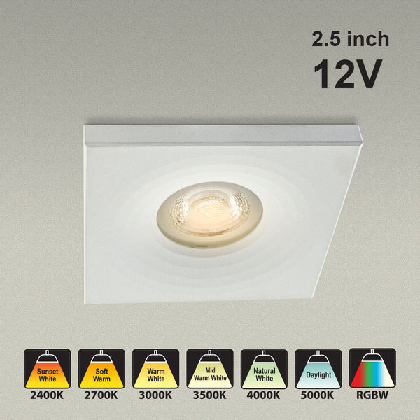 VBD-MTR-1W Recessed LED Light Fixture, 2.5 inch Square White - ledlightsandparts