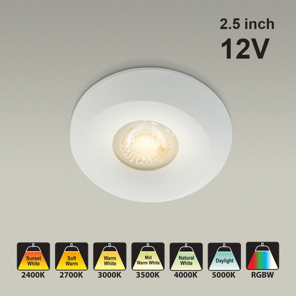 VBD-MTR-2W Recessed LED Light Fixture, 2.5 inch Round White - ledlightsandparts