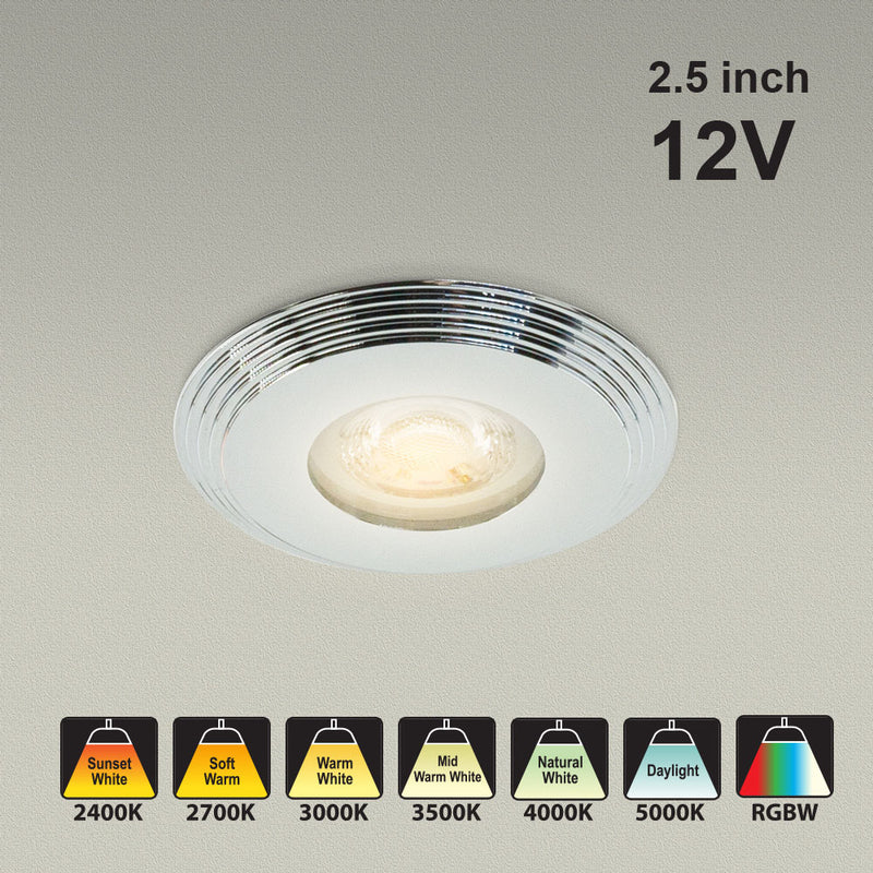 VBD-MTR-3C Recessed LED Light Fixture, 2.5 inch Round Chrome - ledlightsandparts