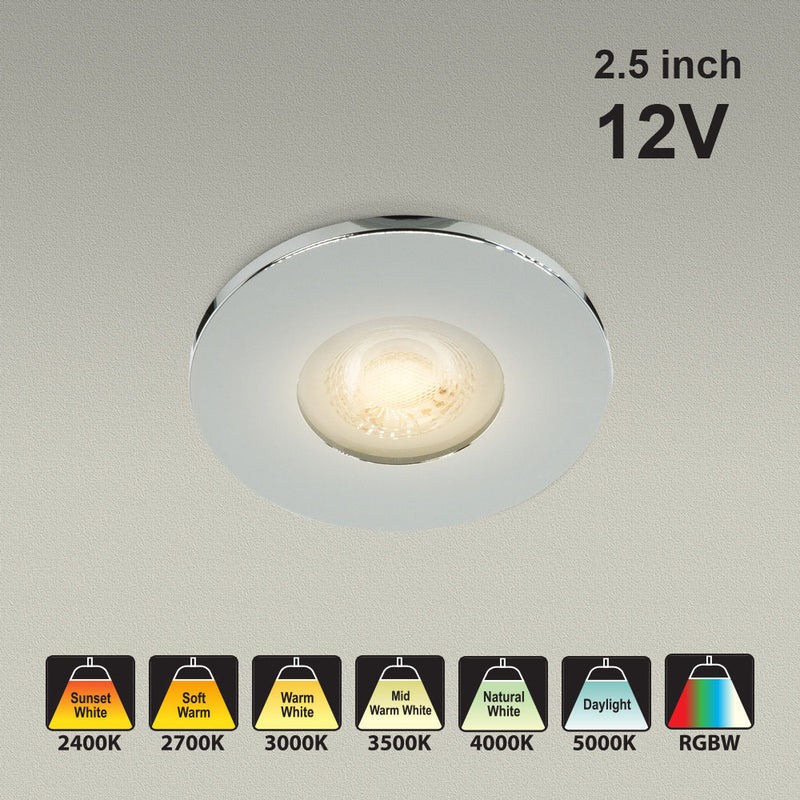 VBD-MTR-5C Recessed LED Light Fixture, 2.5 inch Round Chrome - ledlightsandparts