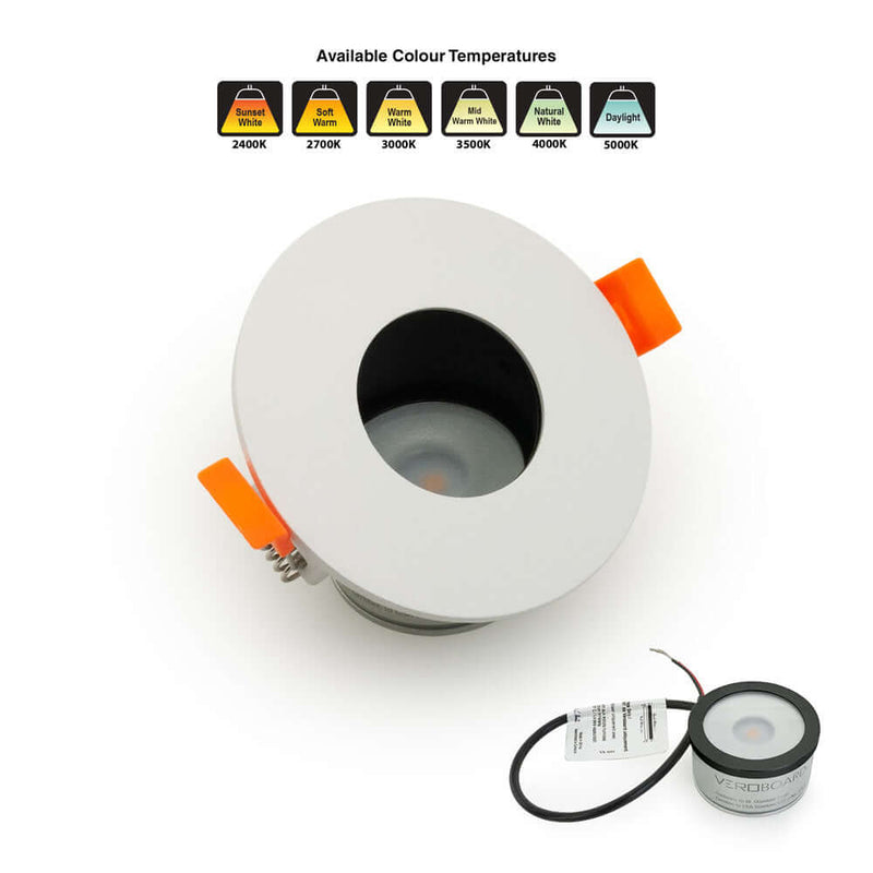 MTR-5W 12V Recessed LED Light Fixture, 2.5 inch Round White