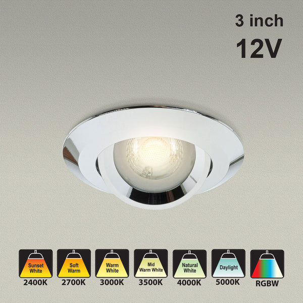 VBD-MTR-6C Recessed LED Light Fixture, 3 inch Round Chrome - ledlightsandparts