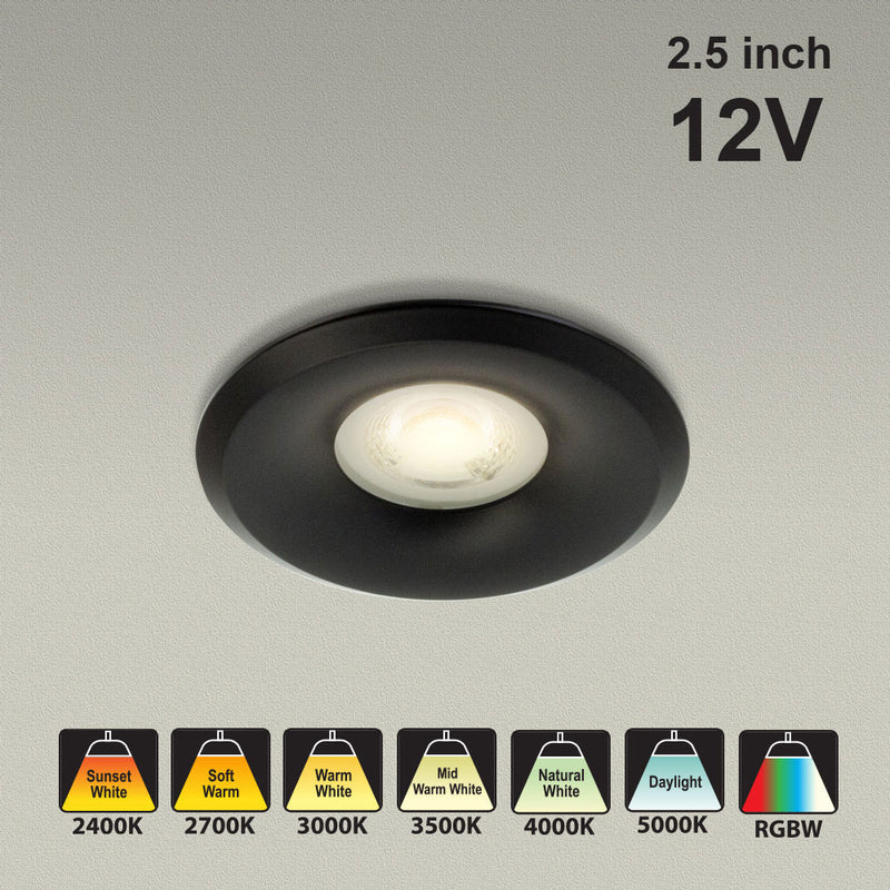 VBD-MTR-8B Recessed LED Light Fixture, 2.5 inch Round Black - ledlightsandparts