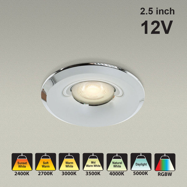 VBD-MTR-8C Recessed LED Light Fixture, 2.5 inch Round Chrome - ledlightsandparts