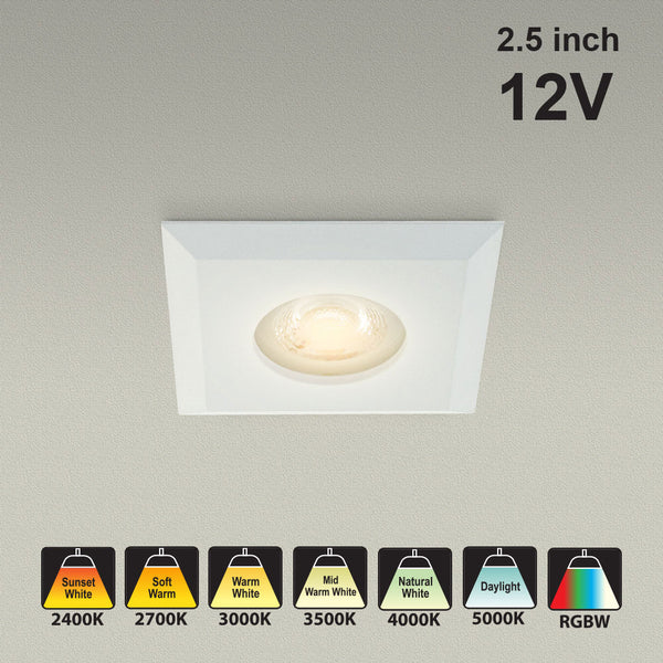 VBD-MTR-9W Recessed LED Light Fixture, 2.5 inch Square White - ledlightsandparts