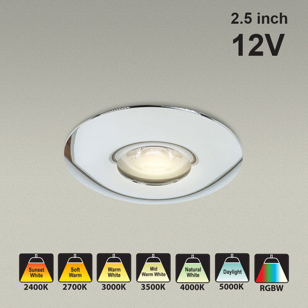 VBD-MTR-11C Recessed LED Light Fixture, 2.5 inch Round Chrome