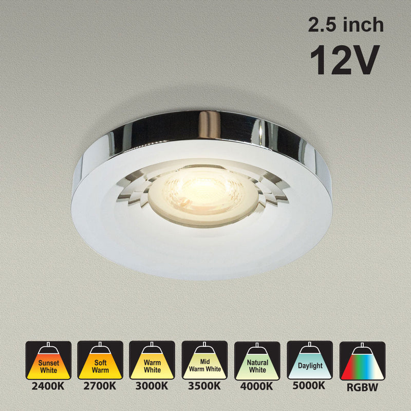 VBD-MTR-13C Recessed LED Light Fixture, 2.5 inch Round Chrome