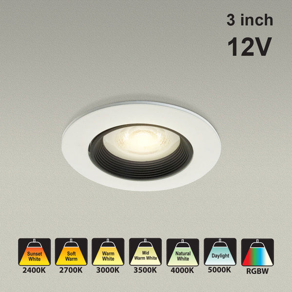 VBD-MTR-67T Recessed LED Light Fixture, 3 inch Round White