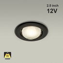 T-69 MR16 Light Fixture (Black), 12V 2.5 inch Round Recessed Surface Adjustable Gimbal Trim