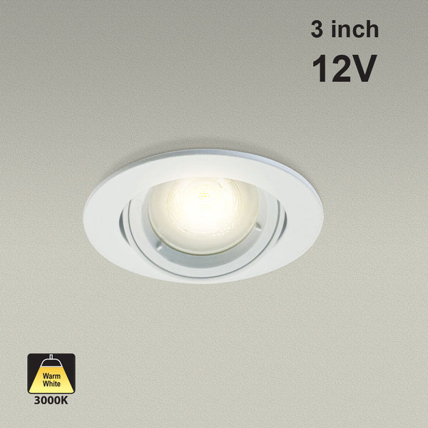 T-66 MR16 Light Fixture (White), 3 inch Recessed Adjustable Gimbal Trim