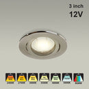 MTR-65T 12V Recessed LED Light Fixture, 3 inch Round Nickel Chrome