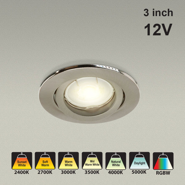 VBD-MTR-65T Recessed LED Light Fixture, 3 inch Round Nickel Chrome