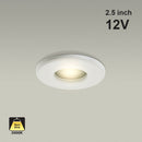 T-63 MR16 Light Fixture (White), 12V 2.5 inch Round Pinhole Trim with Frosted Glass Diffuser