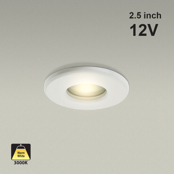 T-63 MR16 Light Fixture (White), 2.5 inch Round Pinhole Trim with Frosted Glass Diffuser