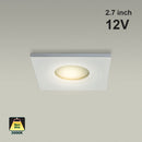 T-61 MR16 Light Fixture (White), 12V 2.75 inch Square Pinhole Trim with Frosted Glass Diffuser