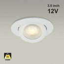 T-55 MR16 Light Fixture (White), 12V 3.5 inch Round Recessed Adjustable Eyeball Trim