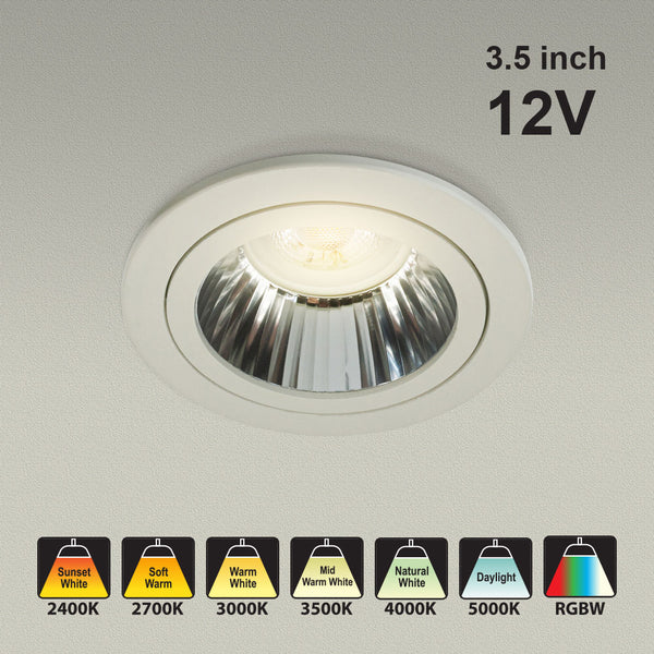 VBD-MTR-54T Recessed LED Light Fixture, 3.5 inch Round White