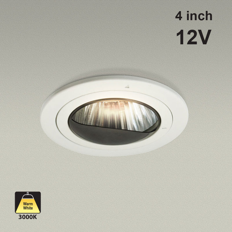 T-51 MR16 Light Fixture (White), 4 inch Adjustable Wall Wash Reflector Trim
