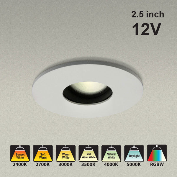 MTR-5W 12V Recessed LED Light Fixture, 2.5 inch Round White
