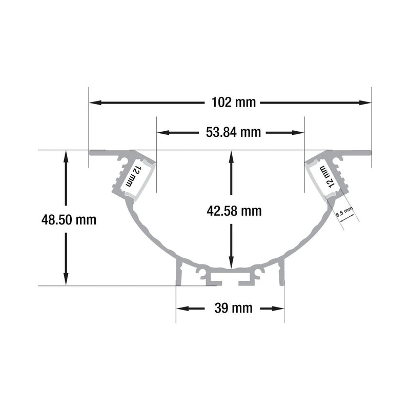 Type 21, Recessed Aluminum Profile housing for Cove or Accent Lighting, 2Meters (78inches)