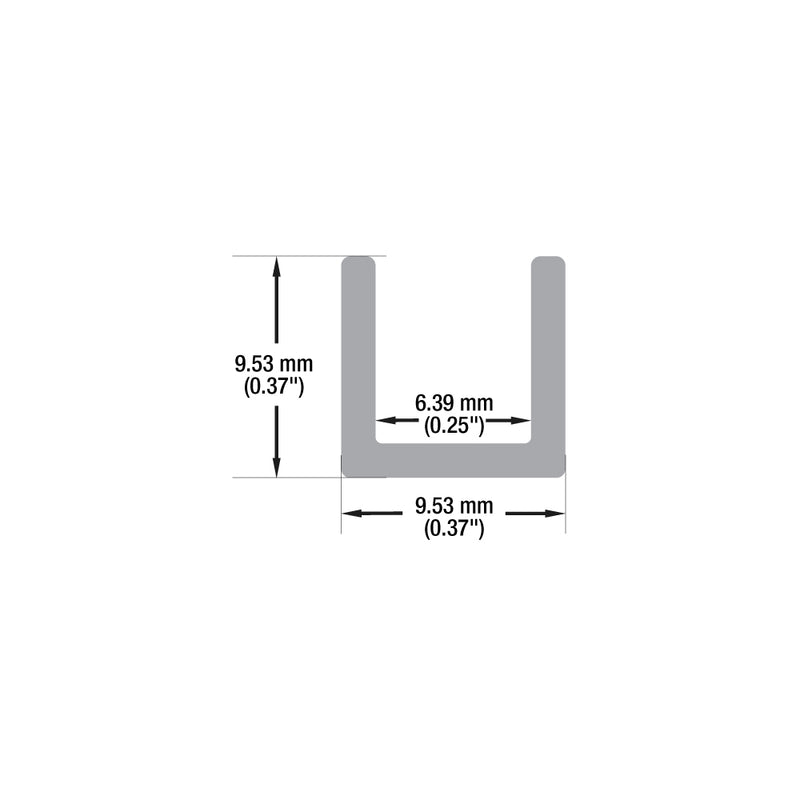 Type 39A, 3/8Inch Aluminum U Channel , 3.65Meter (12ft)