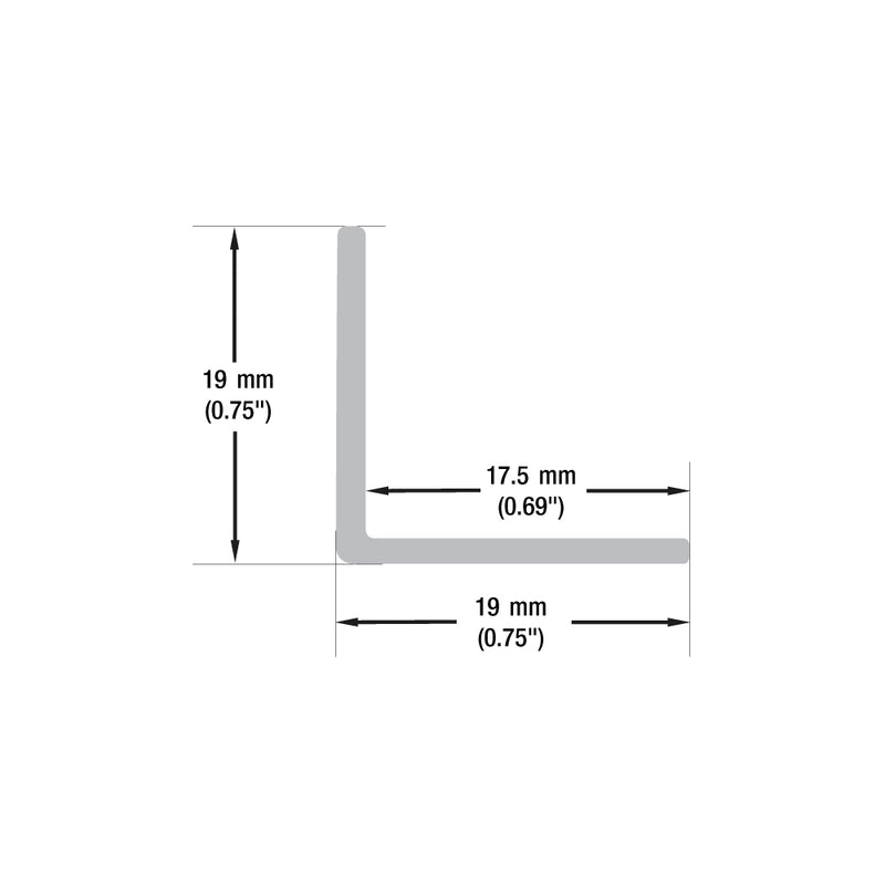 Type 38B, 3/4Inch Aluminum L Channel, 3.65Meter (12ft)