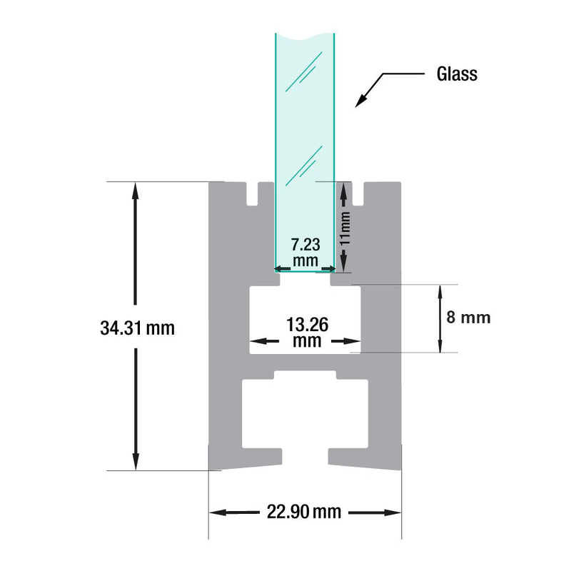 Type 2, Linear Architectural LED Aluminum channel for 6mm Glass Edge Lighting, 2Meters (78inches)