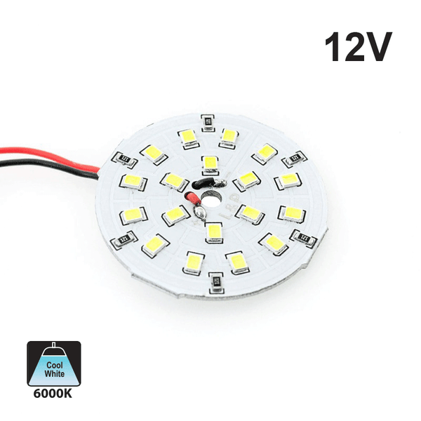 12V Flat Round PCB 18 SMD 3528 LED 2W 5000-6000K(Cool White)