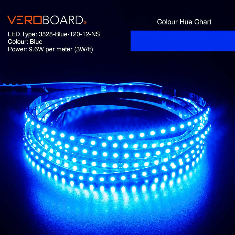 5M(16.4ft) Indoor LED Strip 3528, 12V 3(w/ft) Blue, lightsandparts