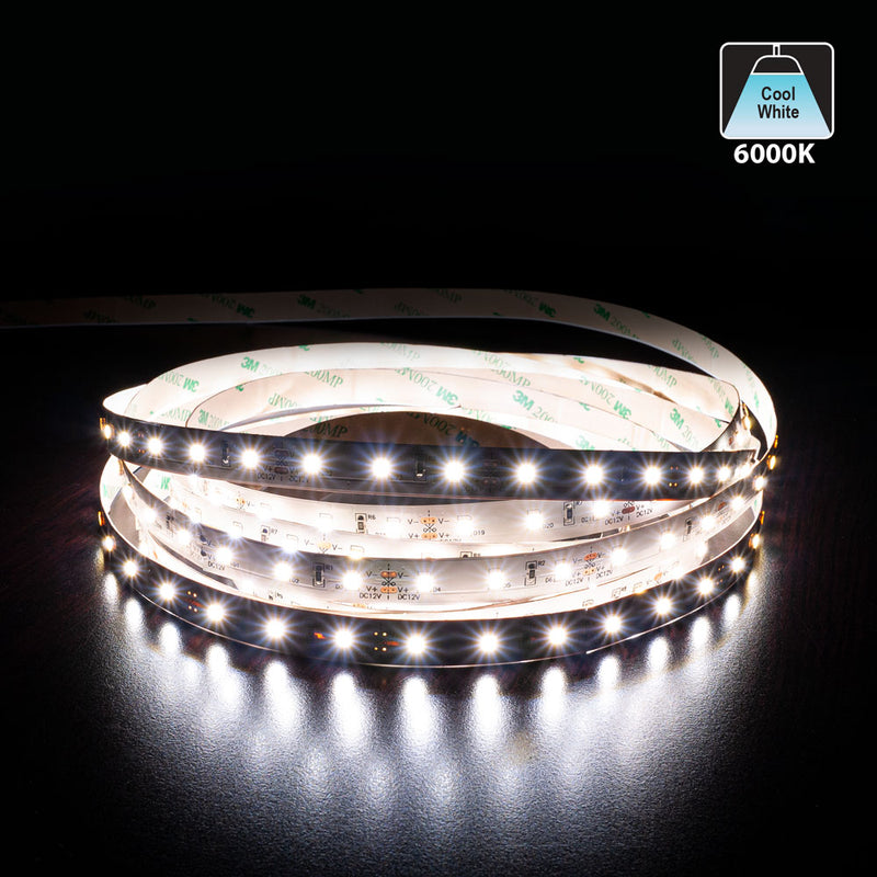 5M(16.4ft) Indoor LED Strip 2835, 12V 2(w/ft) 220-250(Lm/ft) 60(LEDs/m) CCT(3K, 6K) - ledlightsandparts