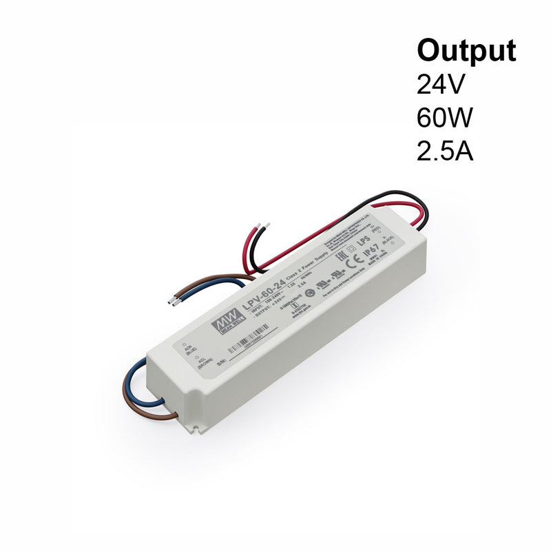 Mean Well LPV-60-24 Non-Dimmable LED Driver, 24V 2.5A 60W