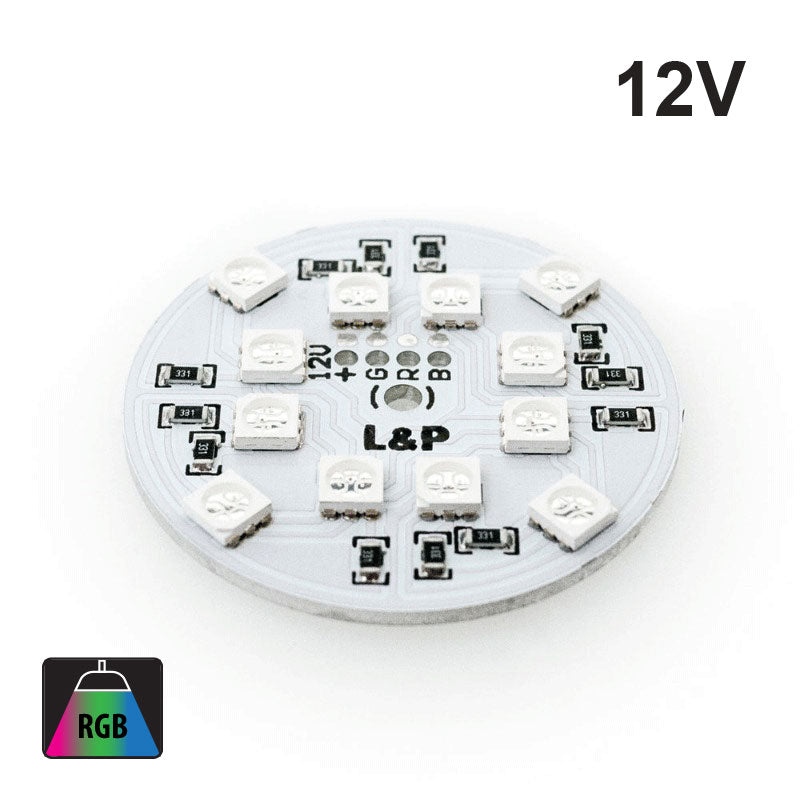 12V 12 SMD 5050 LED Flat Round PCB 2W RGB