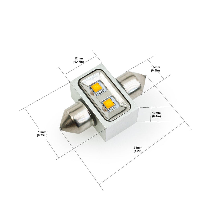 Festoon LED Bulb, 31mm 9-30V 1.2W 3000K(Warm White)