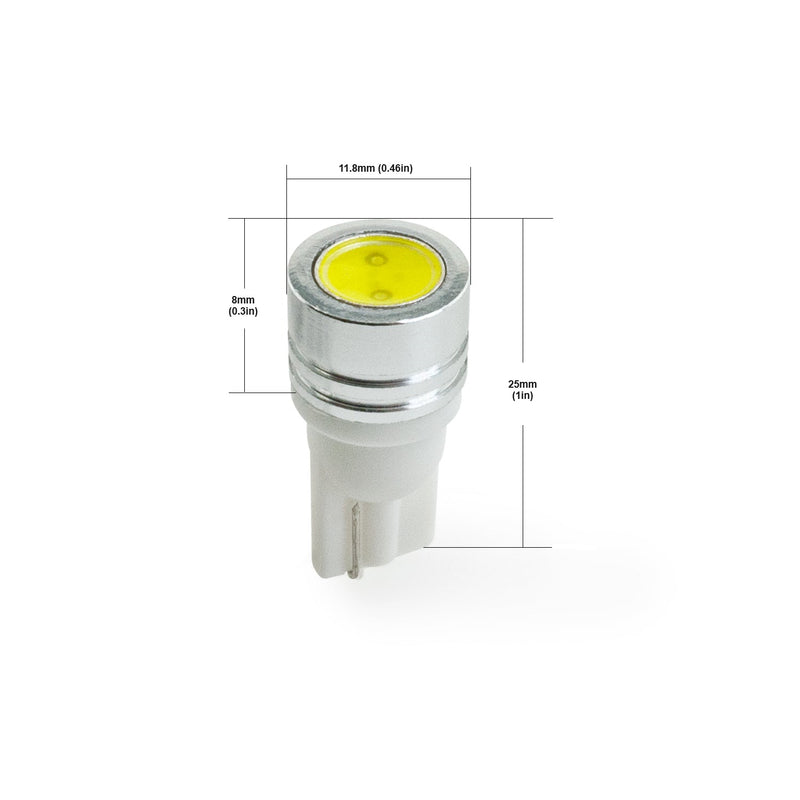 T10 Wedge Base LED Bulb COB, 12V 1W 6000K(Cool White) - ledlightsandparts