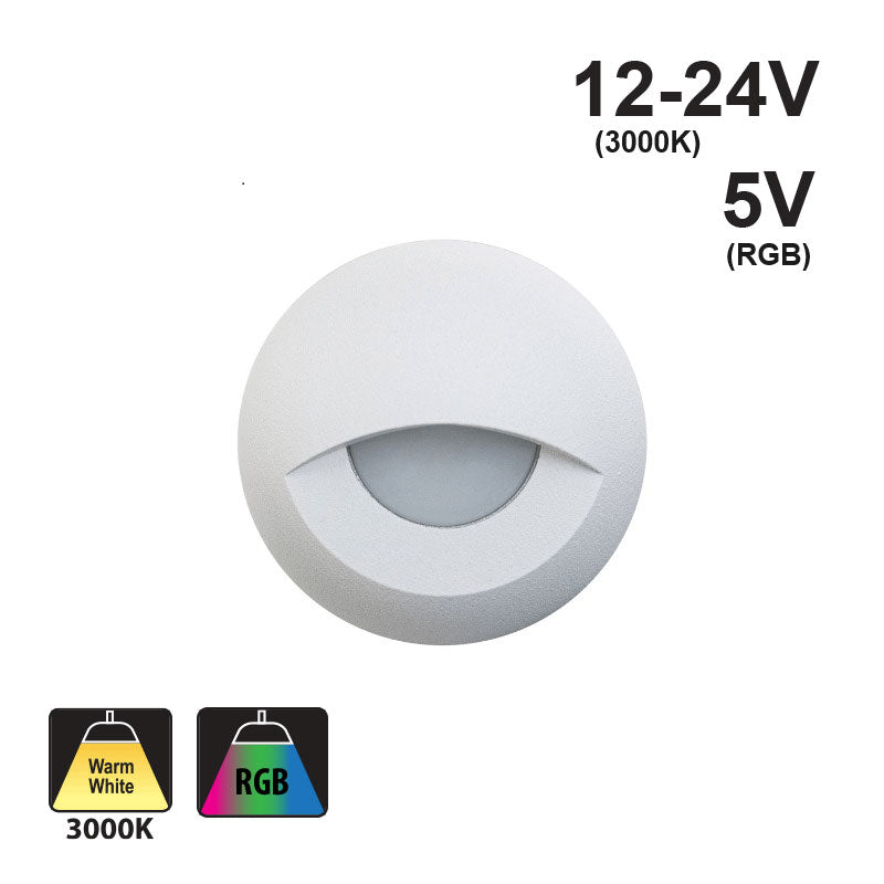 Round LED Step Light Eyelid Trim White TYPE2 (3000K/RGB)