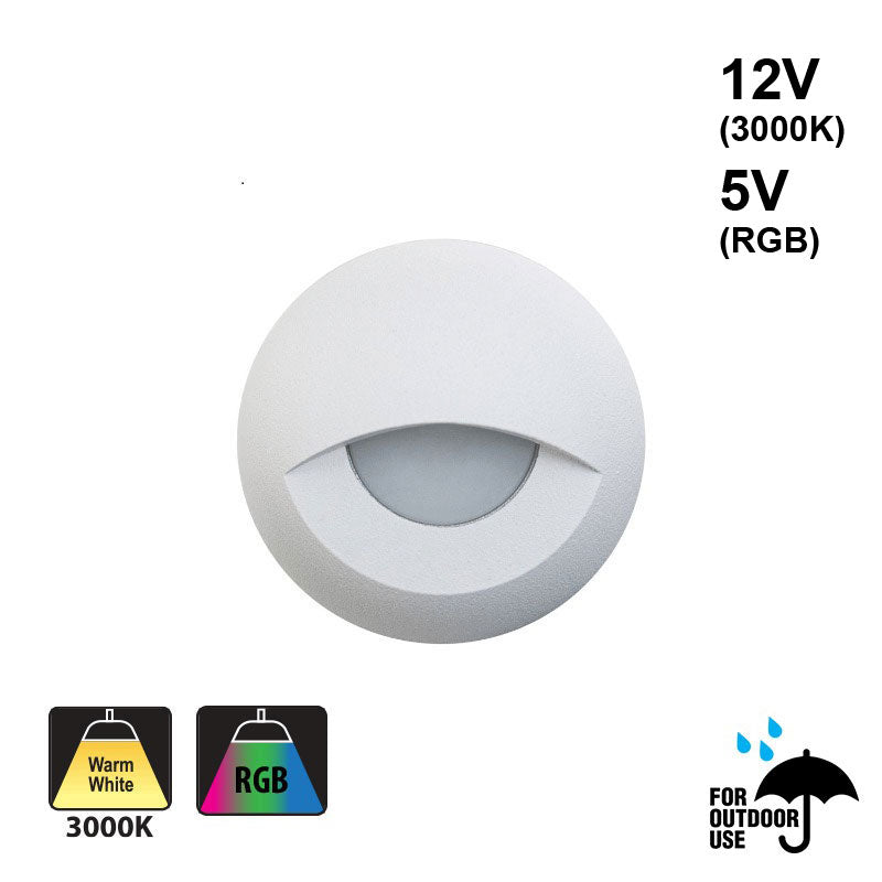 Round LED Step Light/ Pathway Light Eyelid Trim White