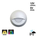 Round Outdoor Dimmable LED Step Light/ Pathway Light Eyelid Trim Silver Grey TYPE3 3000K, RGB