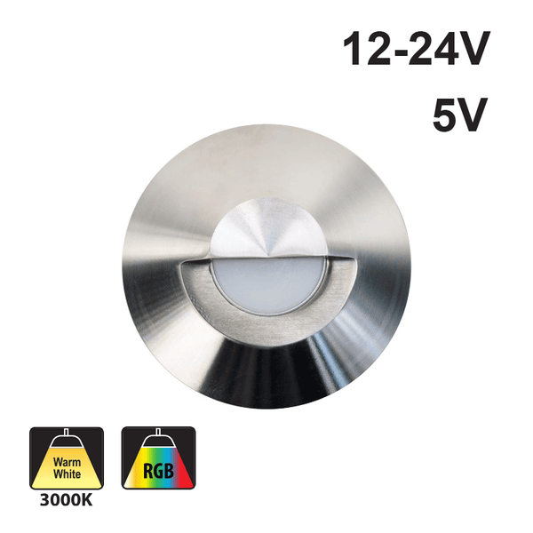 UL-1014 Round LED Step Light Flat Bevel Trim Stainless Steel TYPE4 (3000K/RGB)