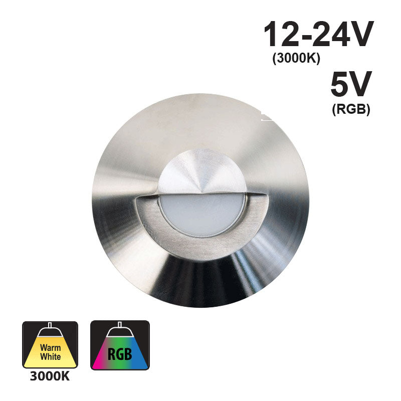 UL-1014 Round LED Step Light Flat Bevel Trim Stainless Steel TYPE4 (3000K/RGB)