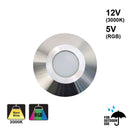 Round Outdoor Dimmable LED Step Light/ Pathway Light Flat Bevel Trim Stainless Steel TYPE5 3000K, RGB