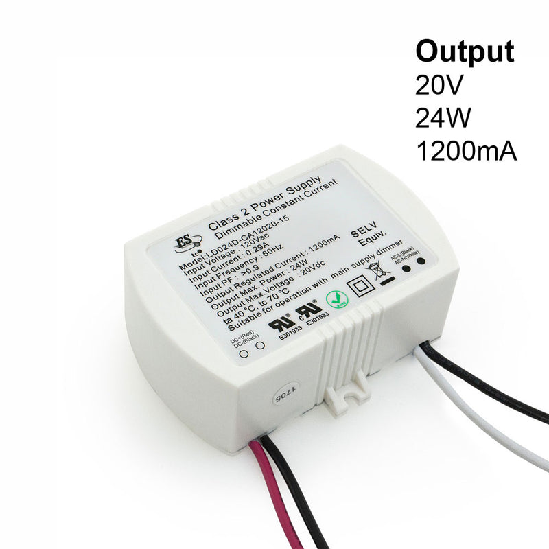 ES LD024D-CA12020-15 Constant Current LED Driver, 1200mA 20V 24W max - ledlightsandparts