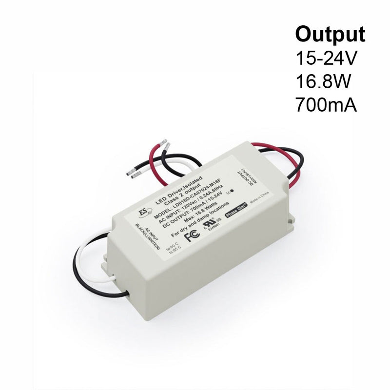 ES LD018D-CU07024-M18F Constant Current LED Driver, 700mA 15-24V 16.8W - ledlightsandparts