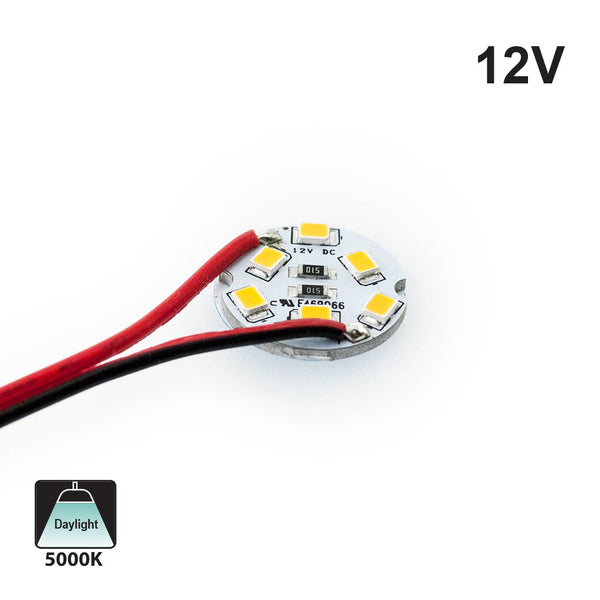 12V 6 SMD 3528 LED Flat Round PCB Dimmable 5000K(Daylight)