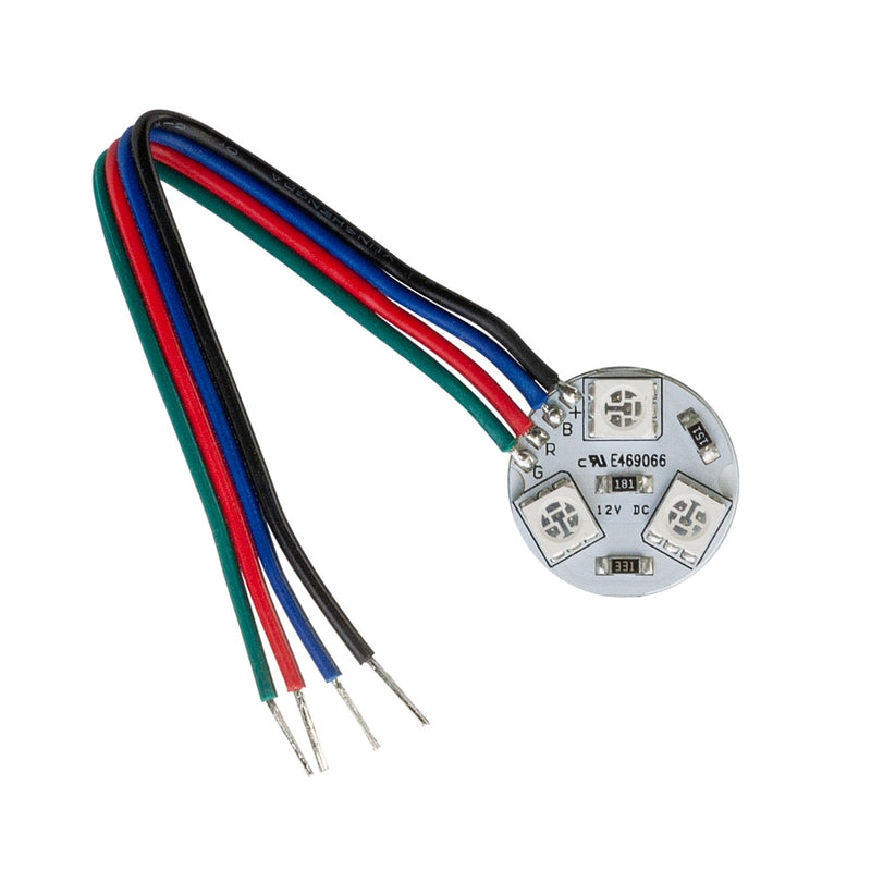 3 SMD 5050 LED Flat Round PCB, 12V 0.6W RGB, lightsandparts