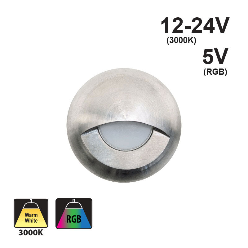 Round LED Step Light Eyelid Trim Stainless Steel TYPE9 (3000K/RGB)