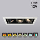 MTR-78T Recessed LED Light Fixture, 9 inch Triple Head Rectangular White