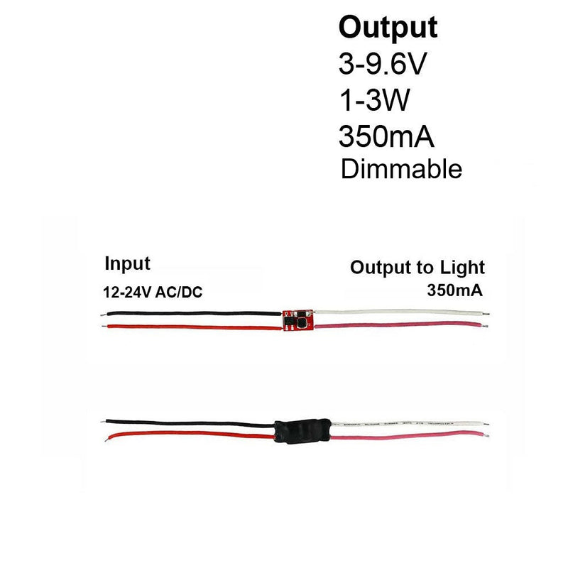 Constant Current LED Driver 1-3W 350mA Dimmable 12-24V AC/DC