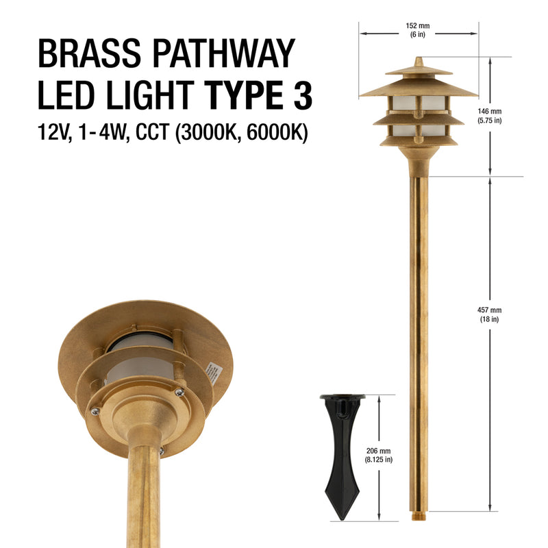 Brass Pathway LED Light Type 3 - ledlightsandparts